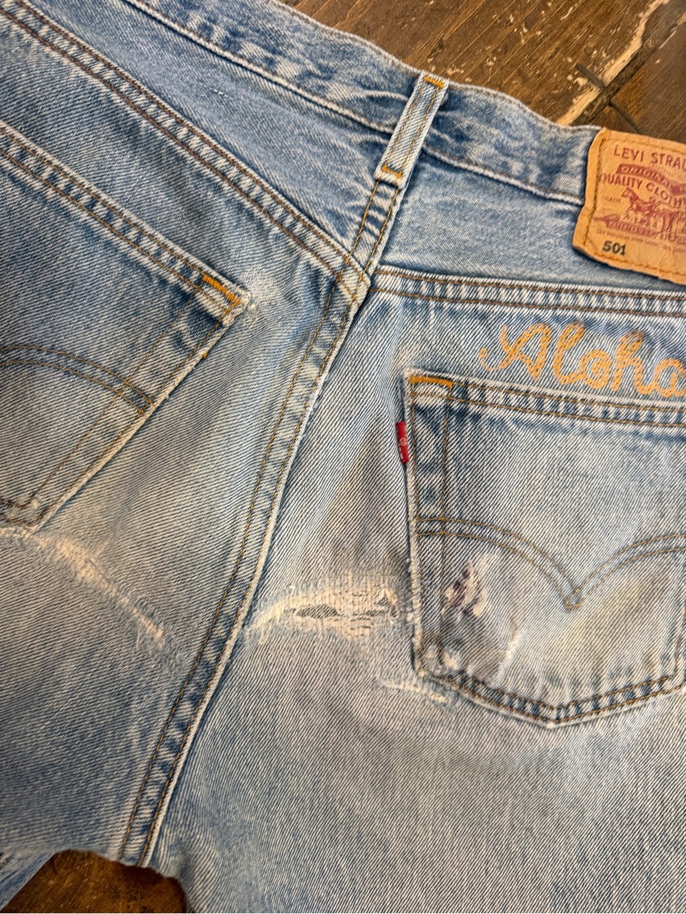 Levi's Light Blue Denim Cutoff Jean Shorts - Picture 4 of 7